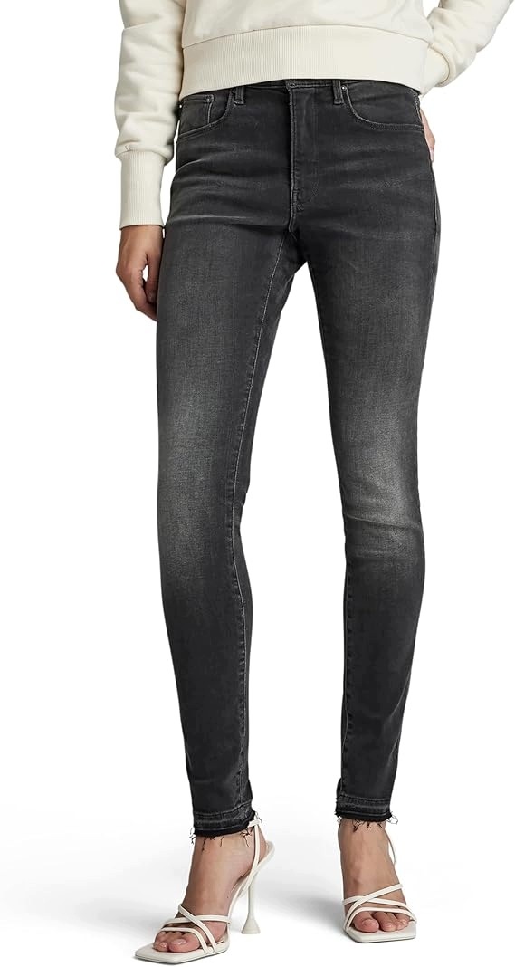 G-star Raw Černé Slim Džíny S Oděrkami A Vysokým Pasem 27/28 7FA
