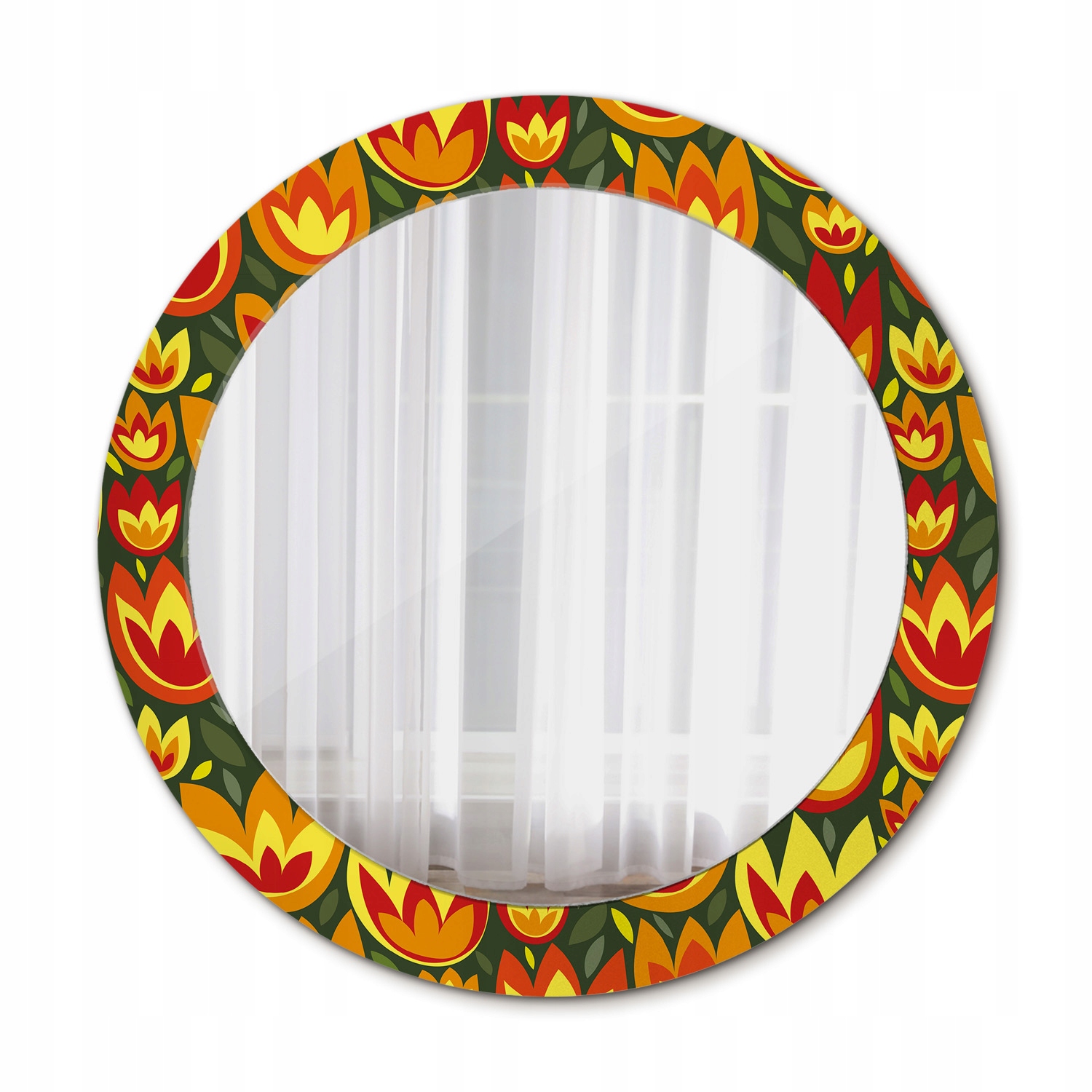 Moderné okrúhle zrkadlo Tulipány retro 70 cm