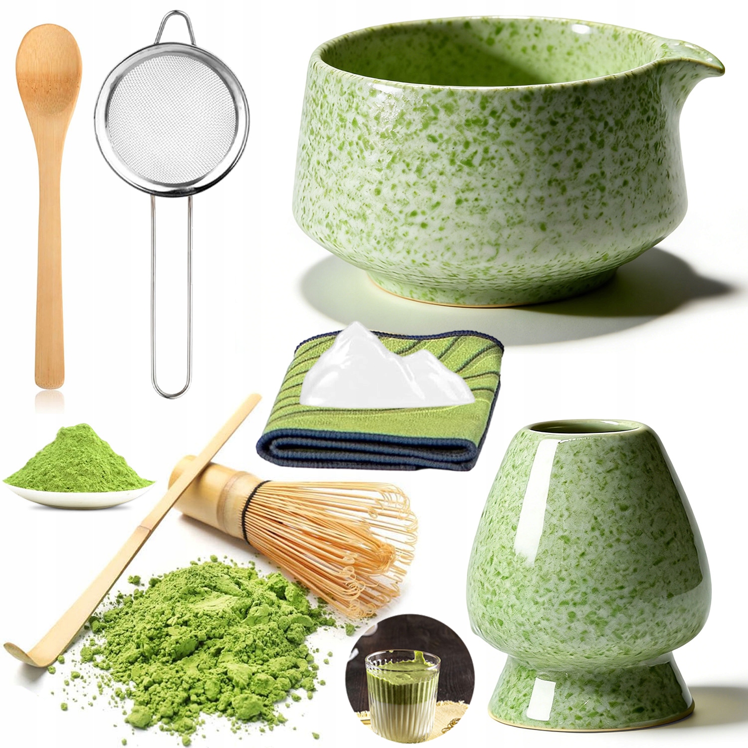 Levně Sada Nástrojů Pro Přípravu Matchy Se Šlehací Metlou A Lžící