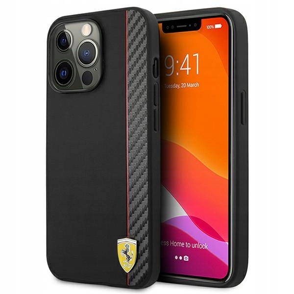 Etui Ferrari On Track Carbon Stripe na iPhone 13 13 Pro czarne Ferrari