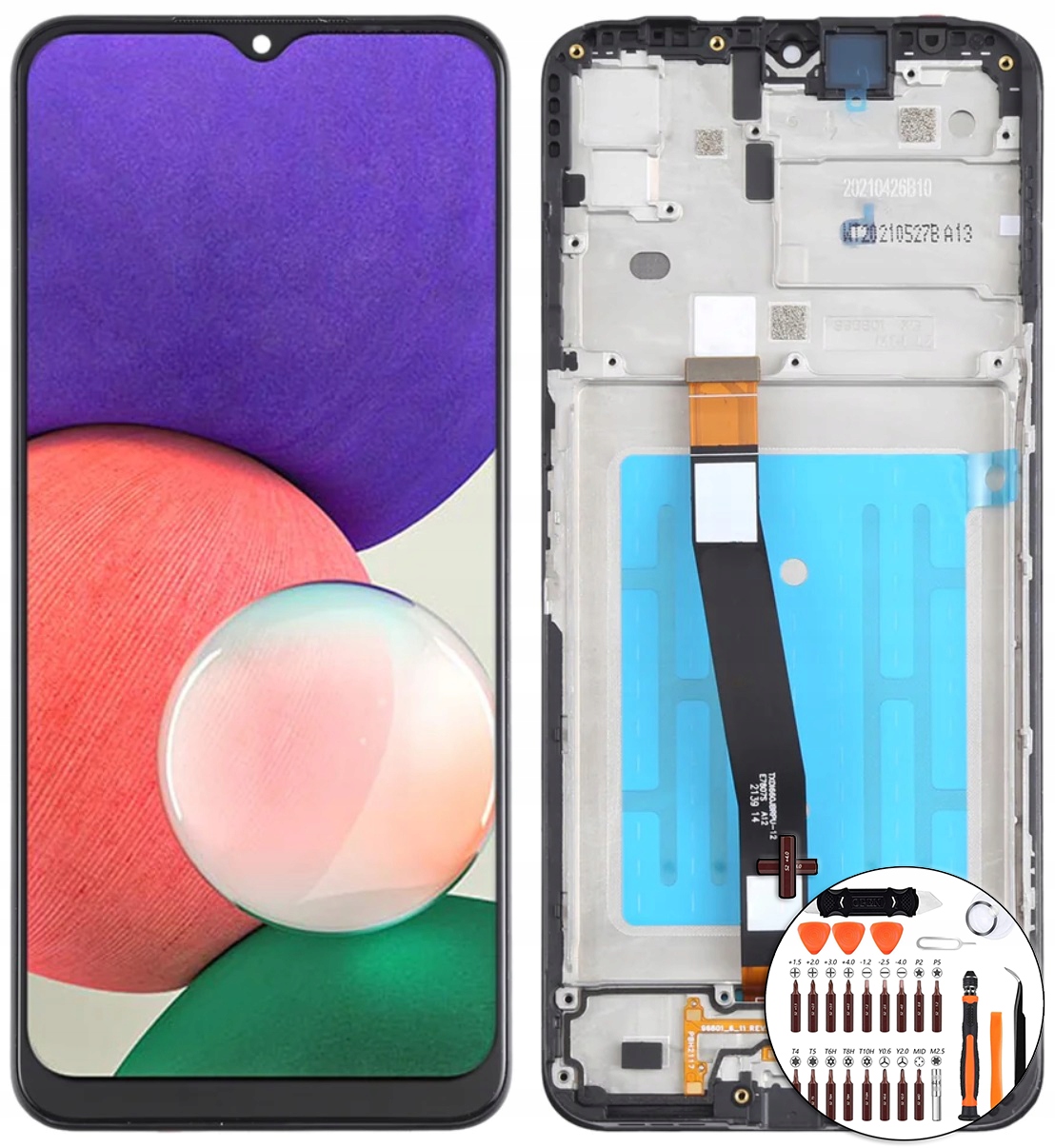 Originální LCD displej pro Samsung A22 Rámeček černý sada nářadí