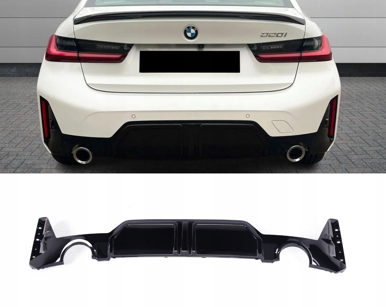 Bmw G20 G21 M Sport LCI Polift Černý Difuzér Zadního Nárazníku Mperformance