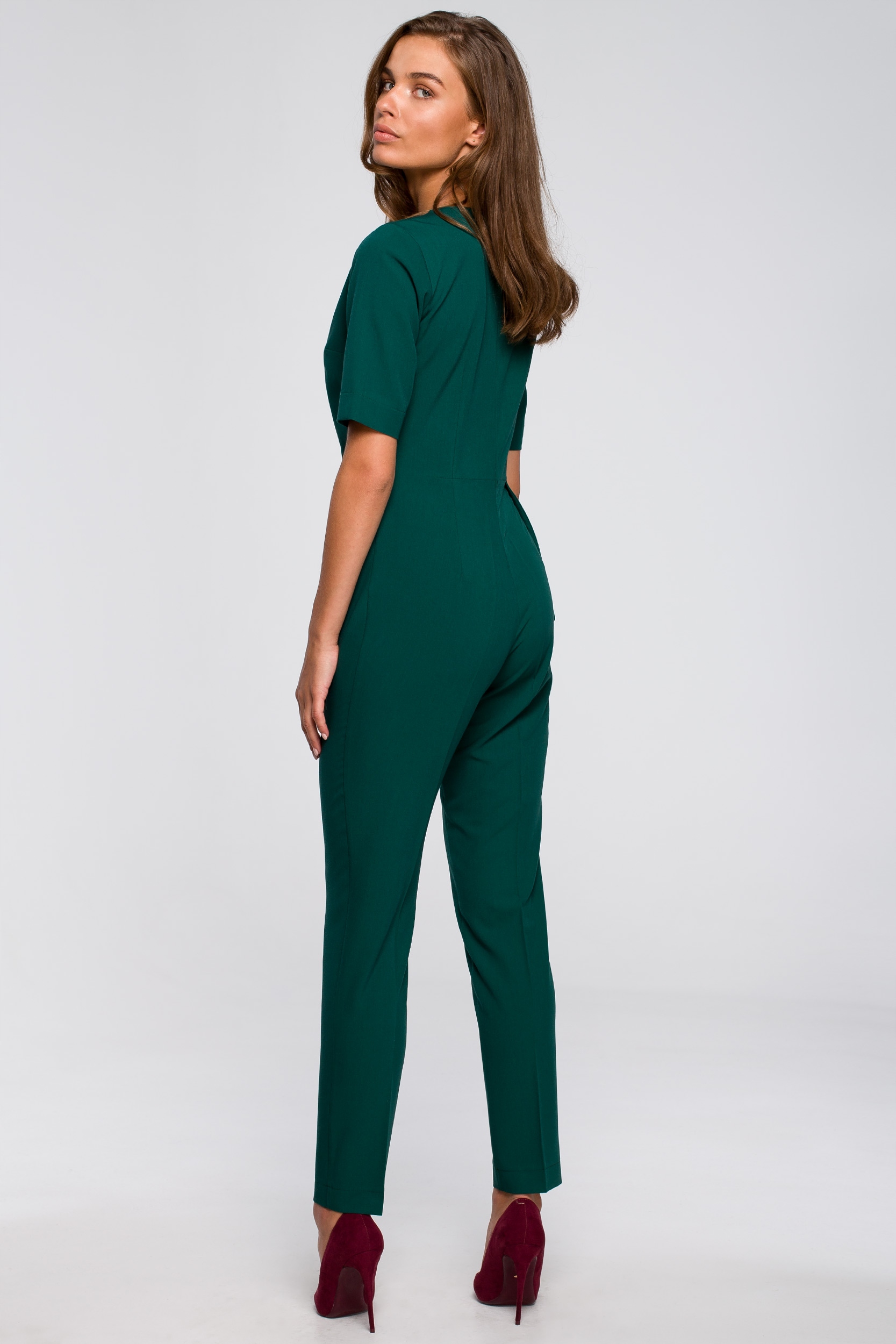 KOMBINEZON DAMSKI ELEGANCKI KOBIECY Z PODWÓJNYM PRZODEM ZIELONY 44 XXL EAN (GTIN) 5903068499807