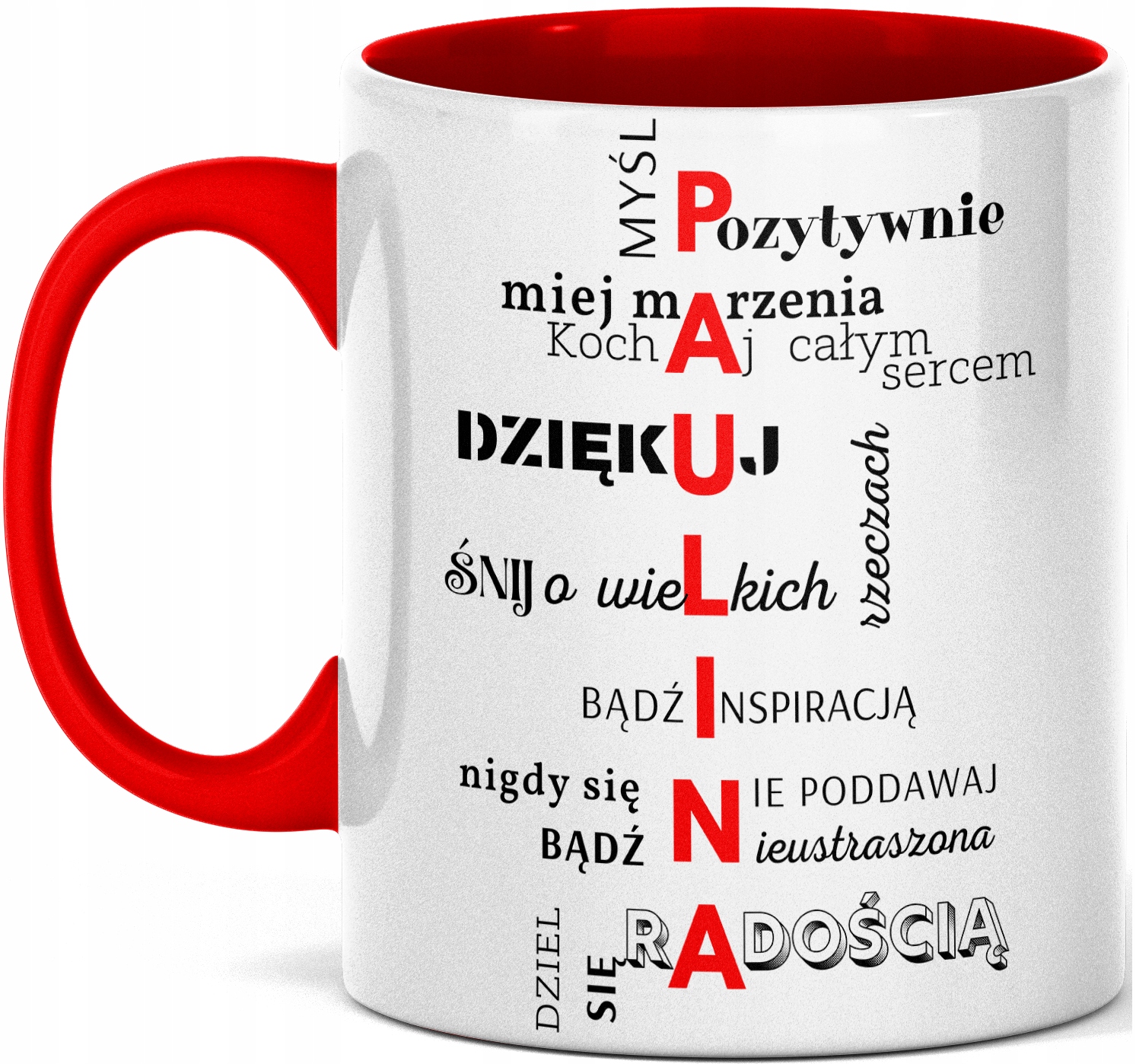 

Kubek motywacyjny z nadrukiem imieniem Paulina