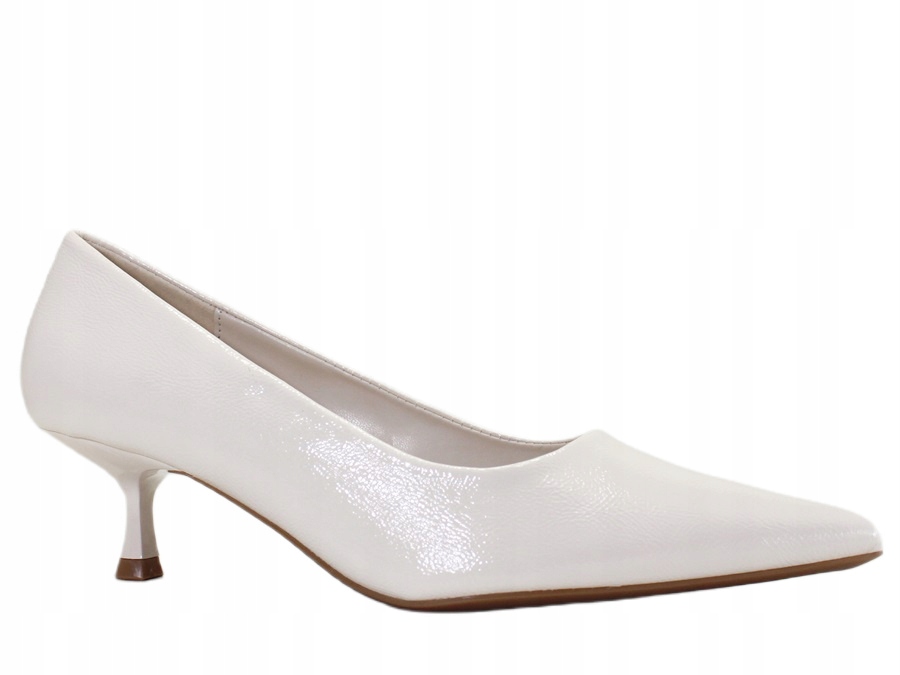 Damskie Niskie Szpilki Czółenka Szpic Jasny Beż Ecru Obcas 5 cm 353 40