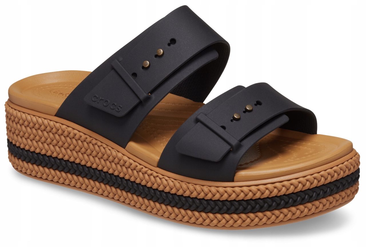 Crocs Lehké dámské sandály na podpatku Brooklyn Woven Buckle 38-39
