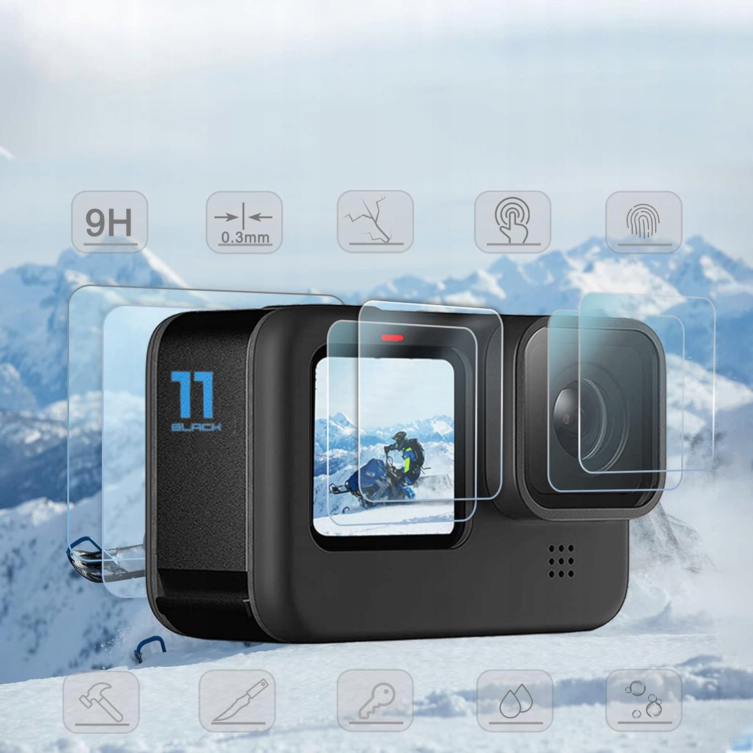 Etui Ochronne Silikonowe Zestaw Folii Hartowanych Do Gopro Hero 12 11 10 9 Model Silikonowe etui ochronne Gopro