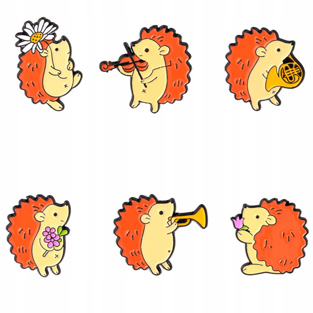 Przypinka Metal Rudy Jeżyk Ze Skrzypcami Jeż Pin Kolekcja 147828