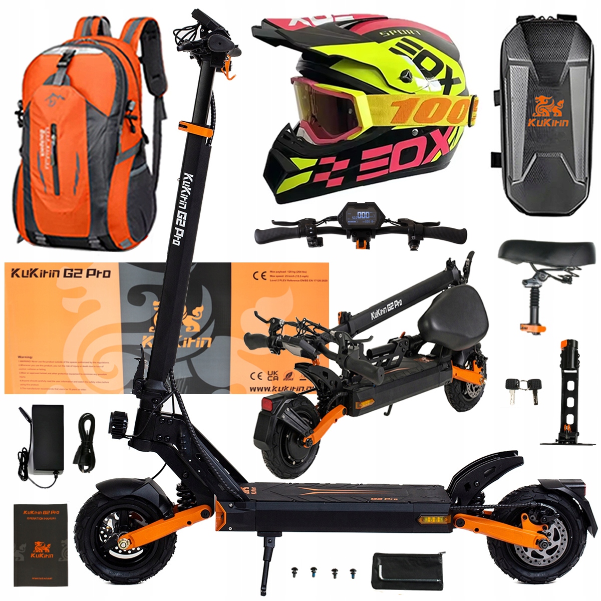 Skládací Pojazd Elektryczny Kukirin G2 Pro 1000W 48V 15.6AH 45KM/H +Dárek