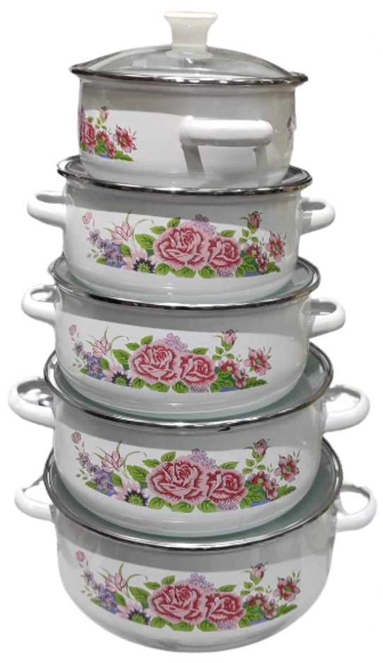 ZESTAW 5 garnków emaliowanych