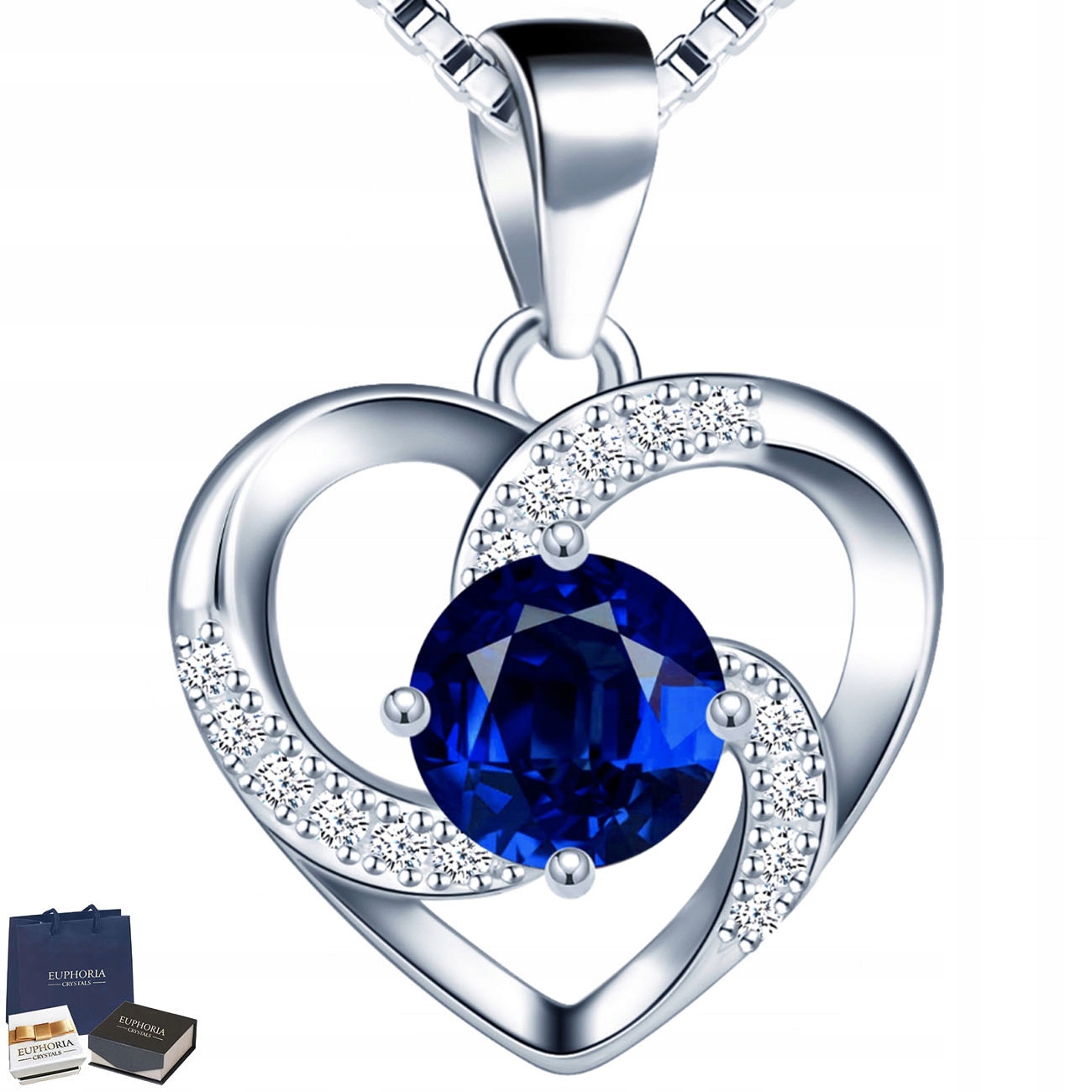 Náhrdelník s přívěskem Srdce Stříbro 925 Jako Dárek Pro Ženu Modrý
