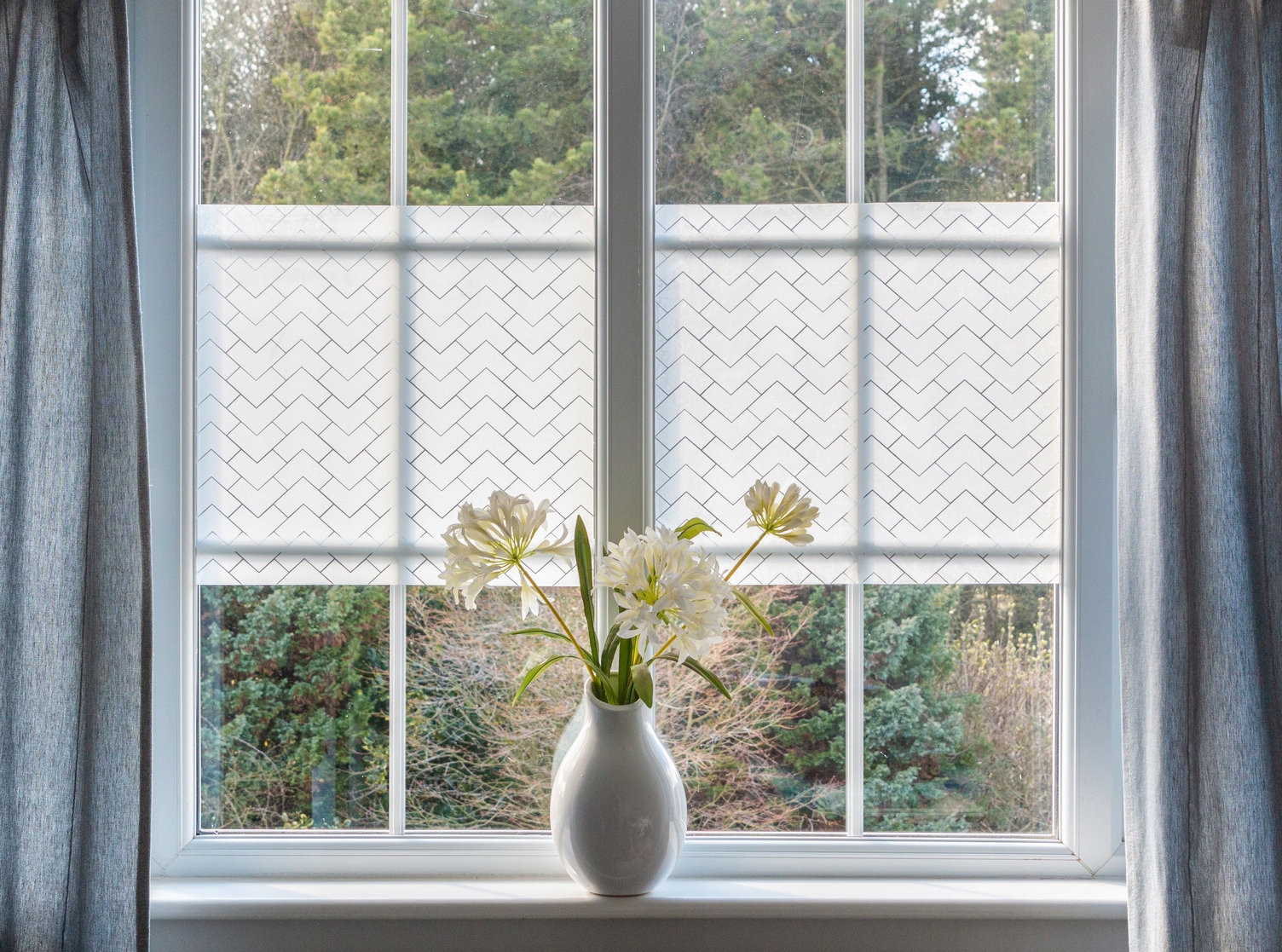 Folia Okienna Mleczna Matowa Wzór Zygzaki Bezklejowa Statyczna Szer 45cm Marka Dc-fix