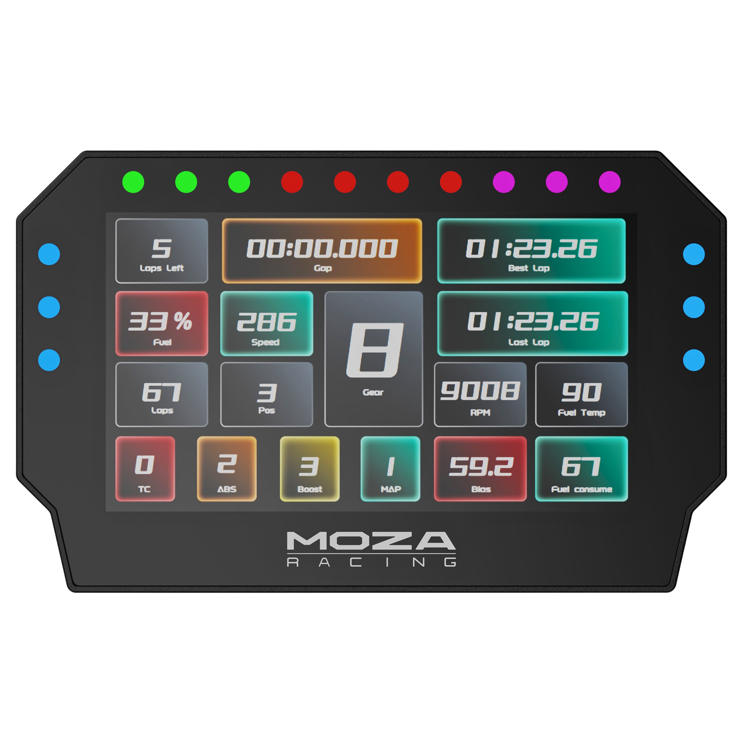 Wyświetlacz wyścigowy MOZA Racing CM2 5-calowy dotykowy 720P z RGB