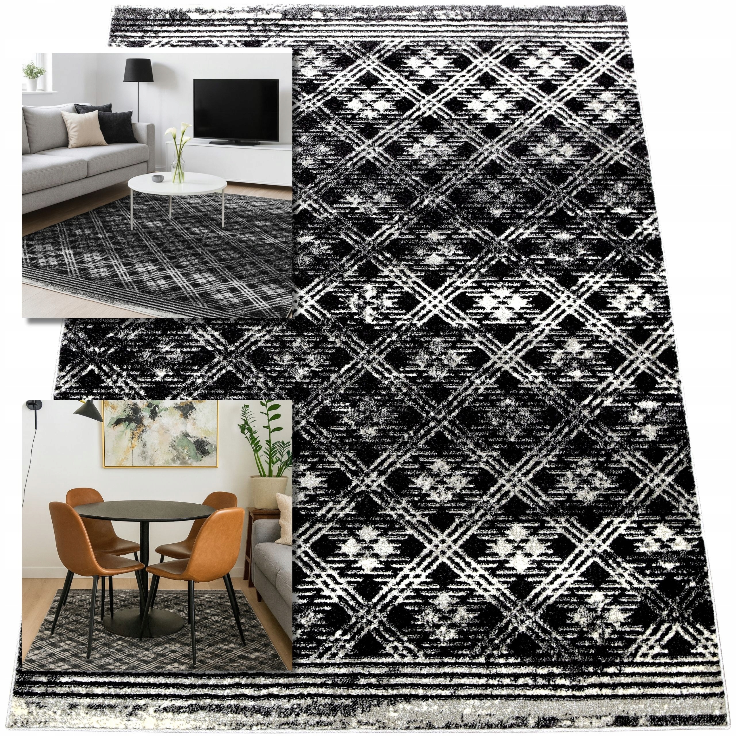 Koberec 140x200 Adventure Černý Koberce Do Obýváku Loft Moderní Koberec