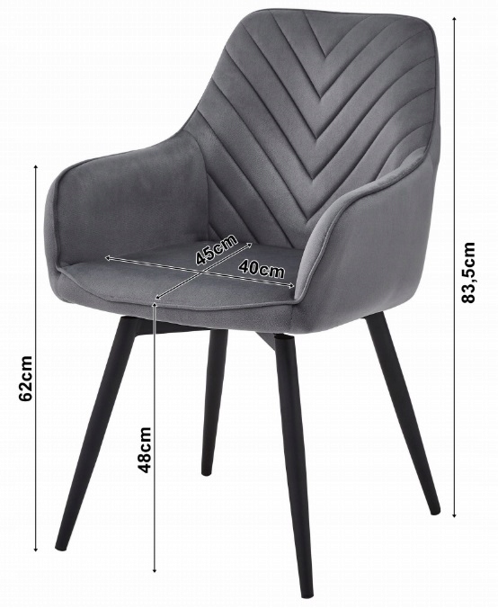 Otočné jedálenské kreslo NANA360 Velvet, tmavo šedé