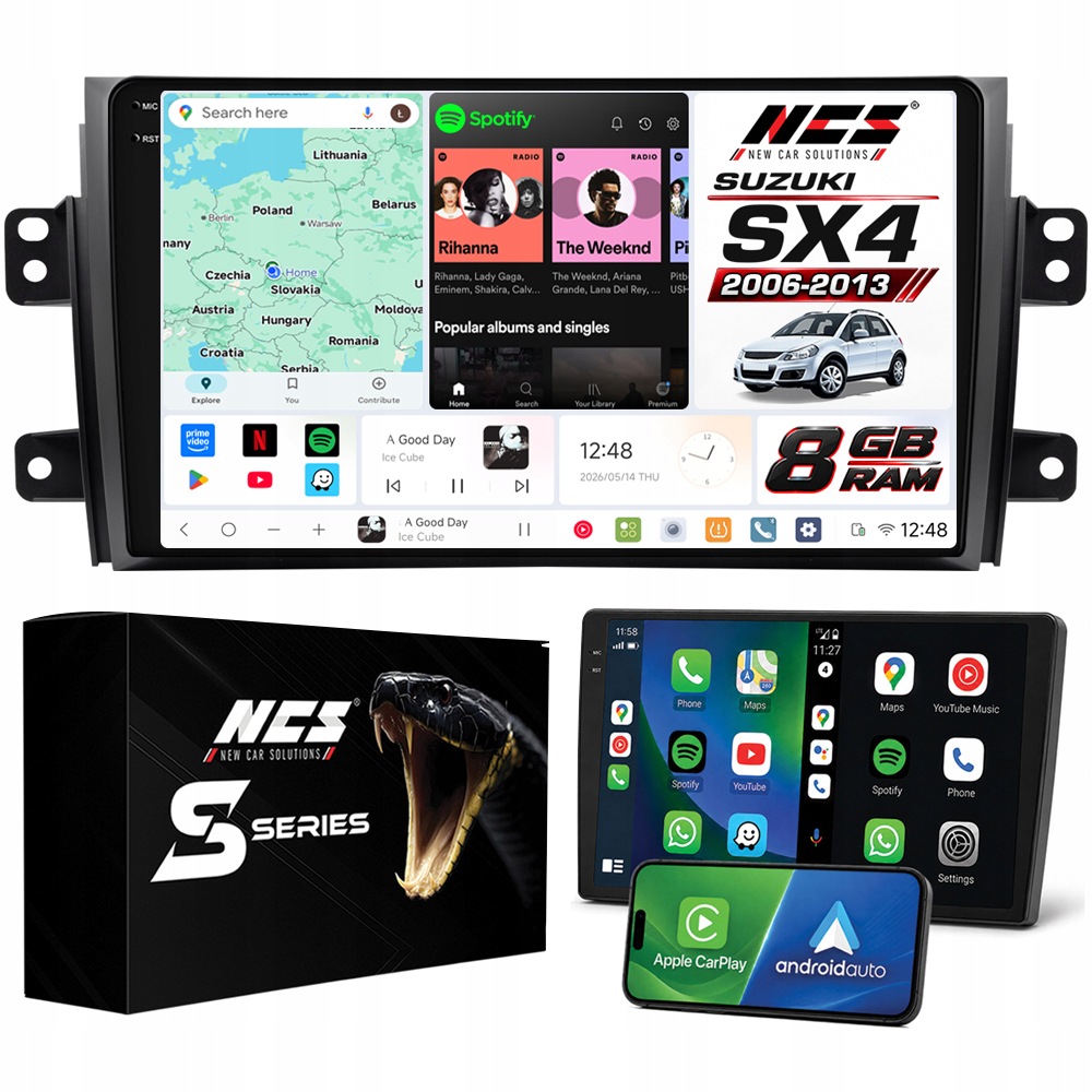 Rádio Navigace Ncs DS9 Suzuki SX4 2006-2013 Android 8GB Lte 9″