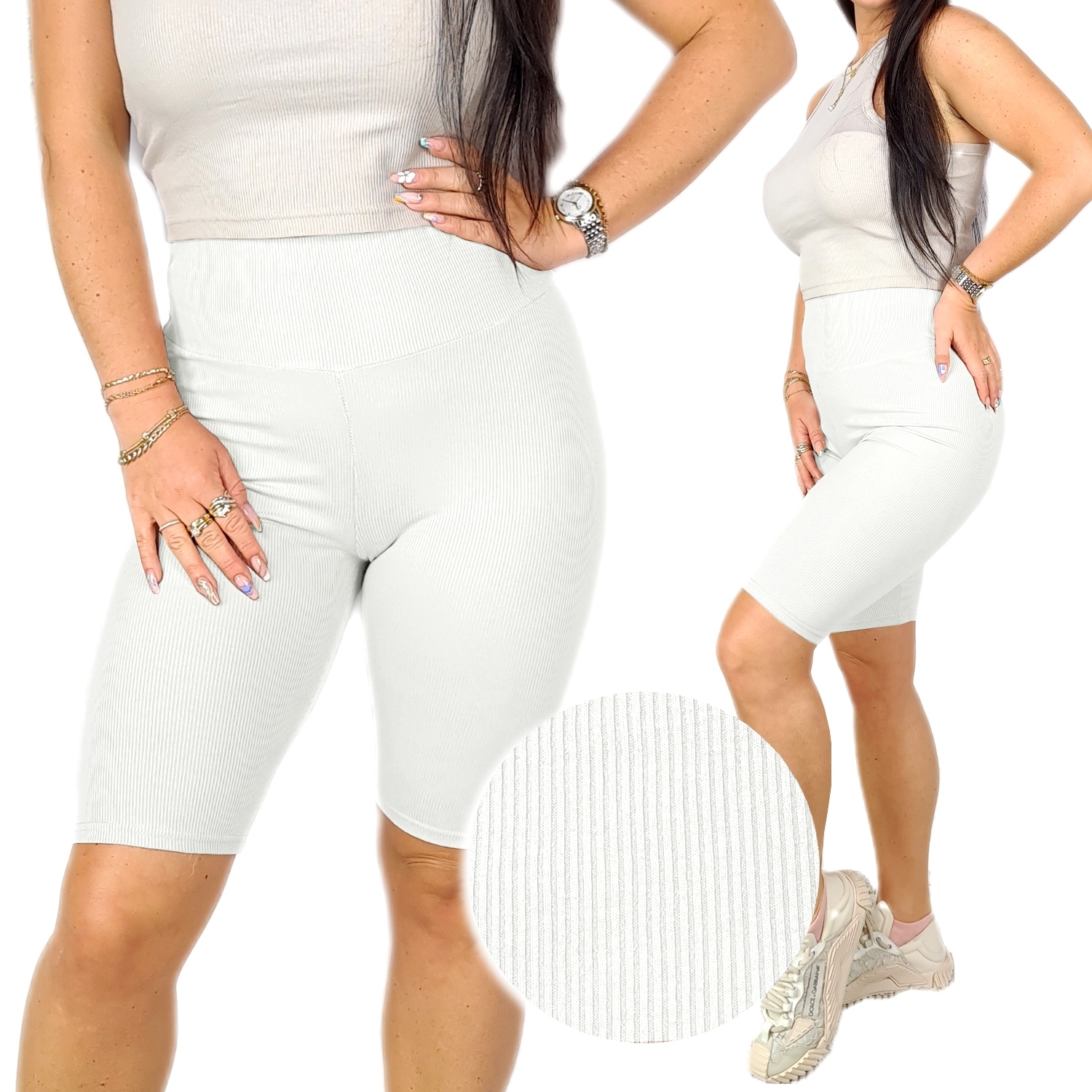 

Kolarki Wysoki Stan Legginsy Bambusowe Prążek, 3XL