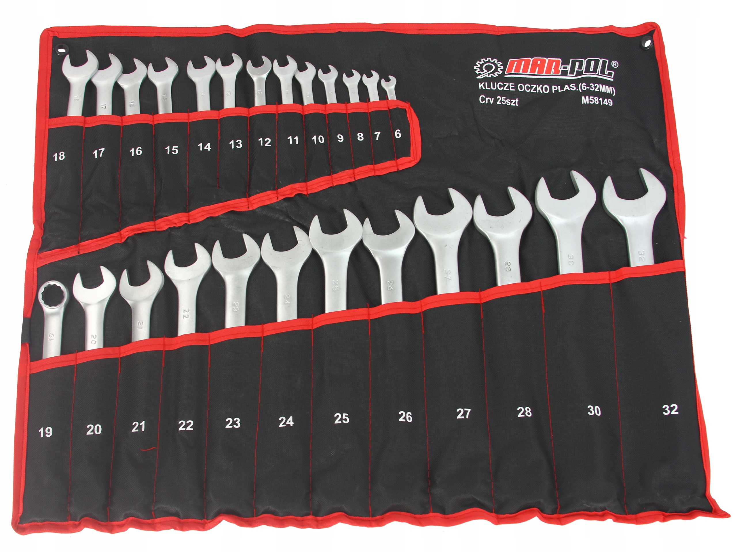 KLUCZE PLASKO OCZKOWE 6 32mm 25szt ZESTAW KLUCZY EAN 5901969102970