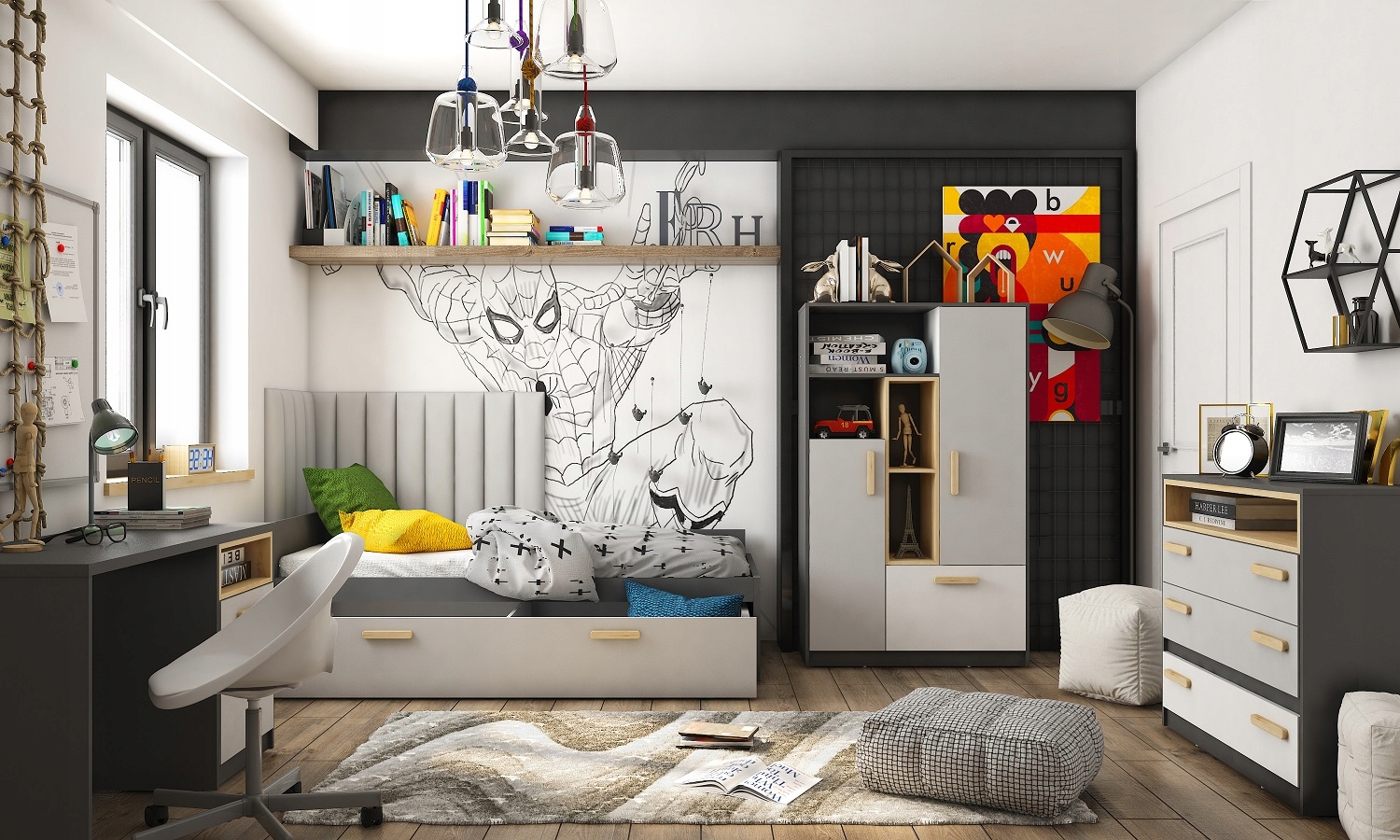 Łóżko pojedyńcze młodzieżowe POK z materacem Kolekcja Pok