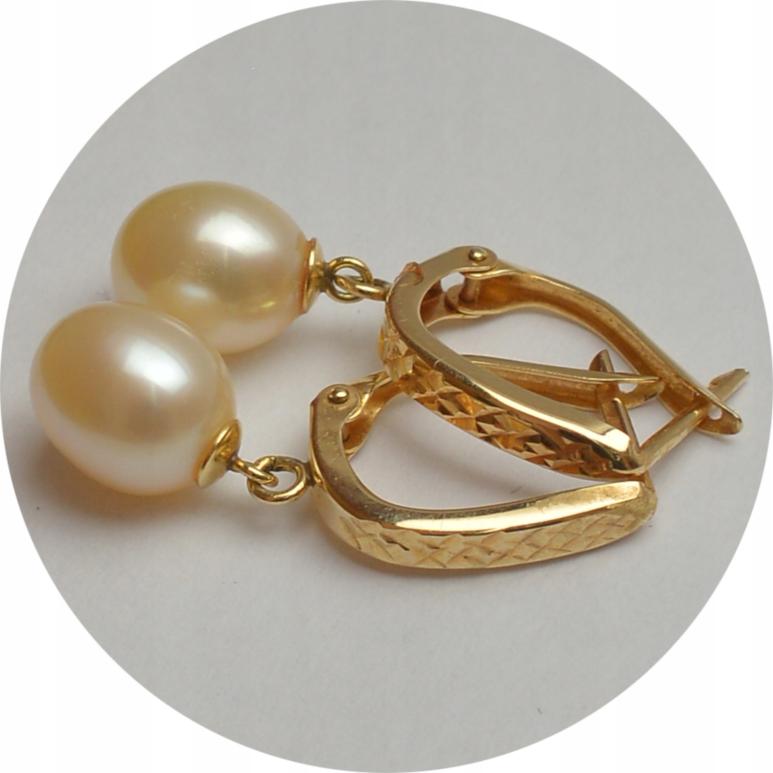 4.vv.WISZĄCE ZŁOTE KOLCZYKI z PERŁĄ