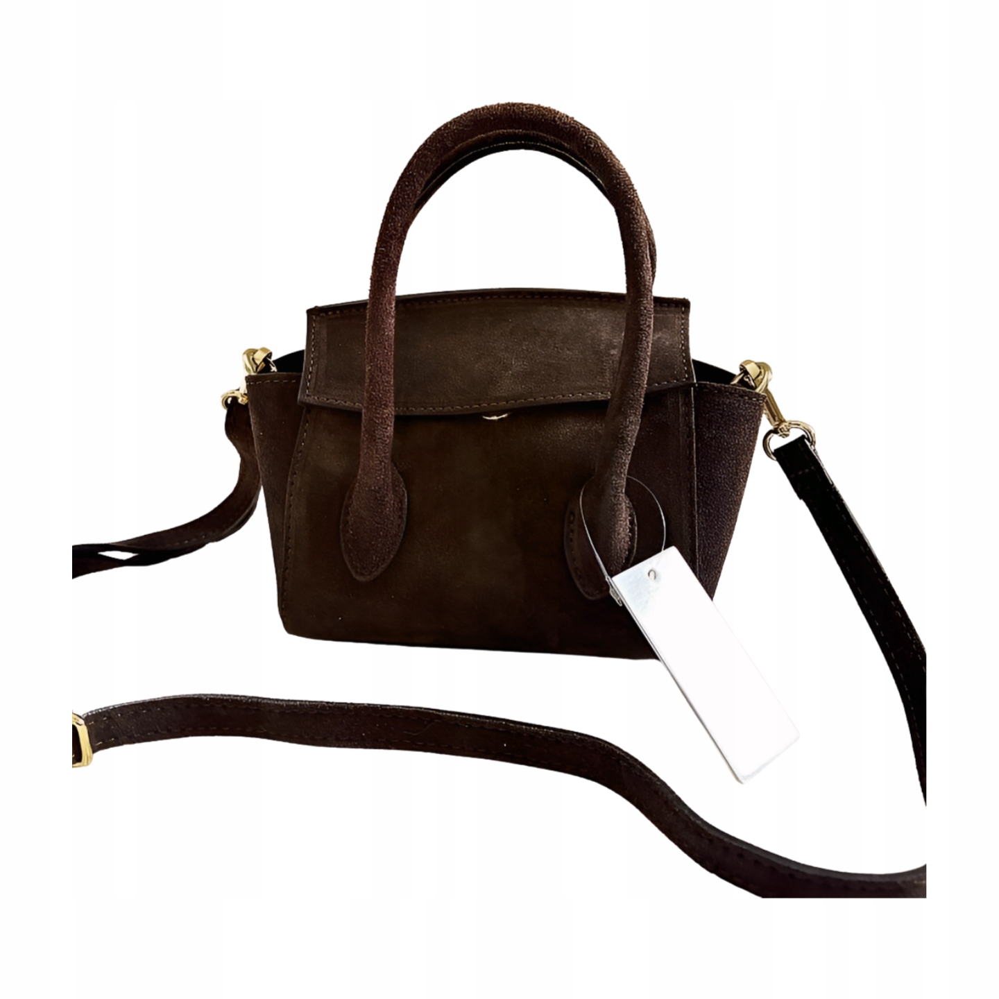 Laura Biaggi kabelka mini shopperka semišová čokoládová