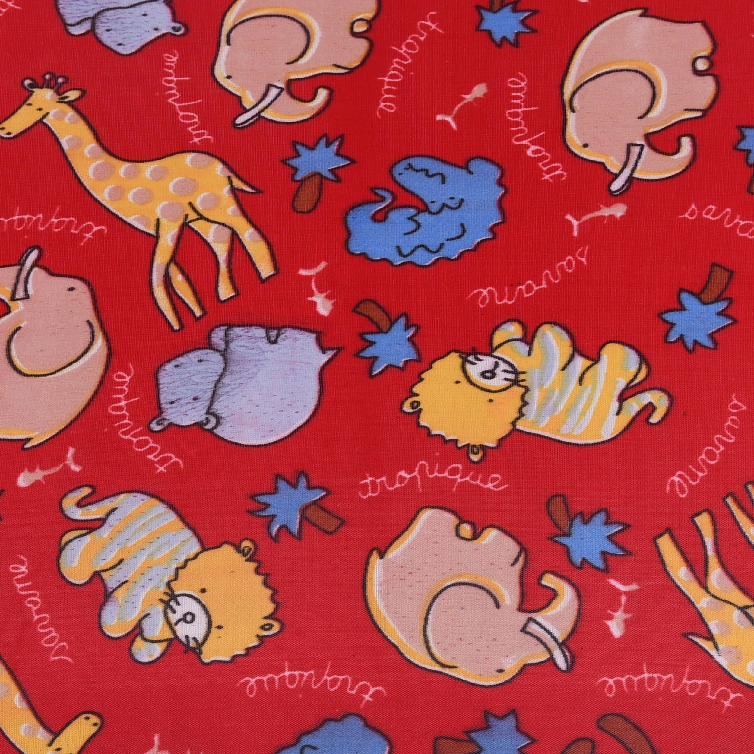 Parasolka dziecięca dla dziecka czerwona w zwierzęta słonie żyrafy lwy Wzór zwierzęta