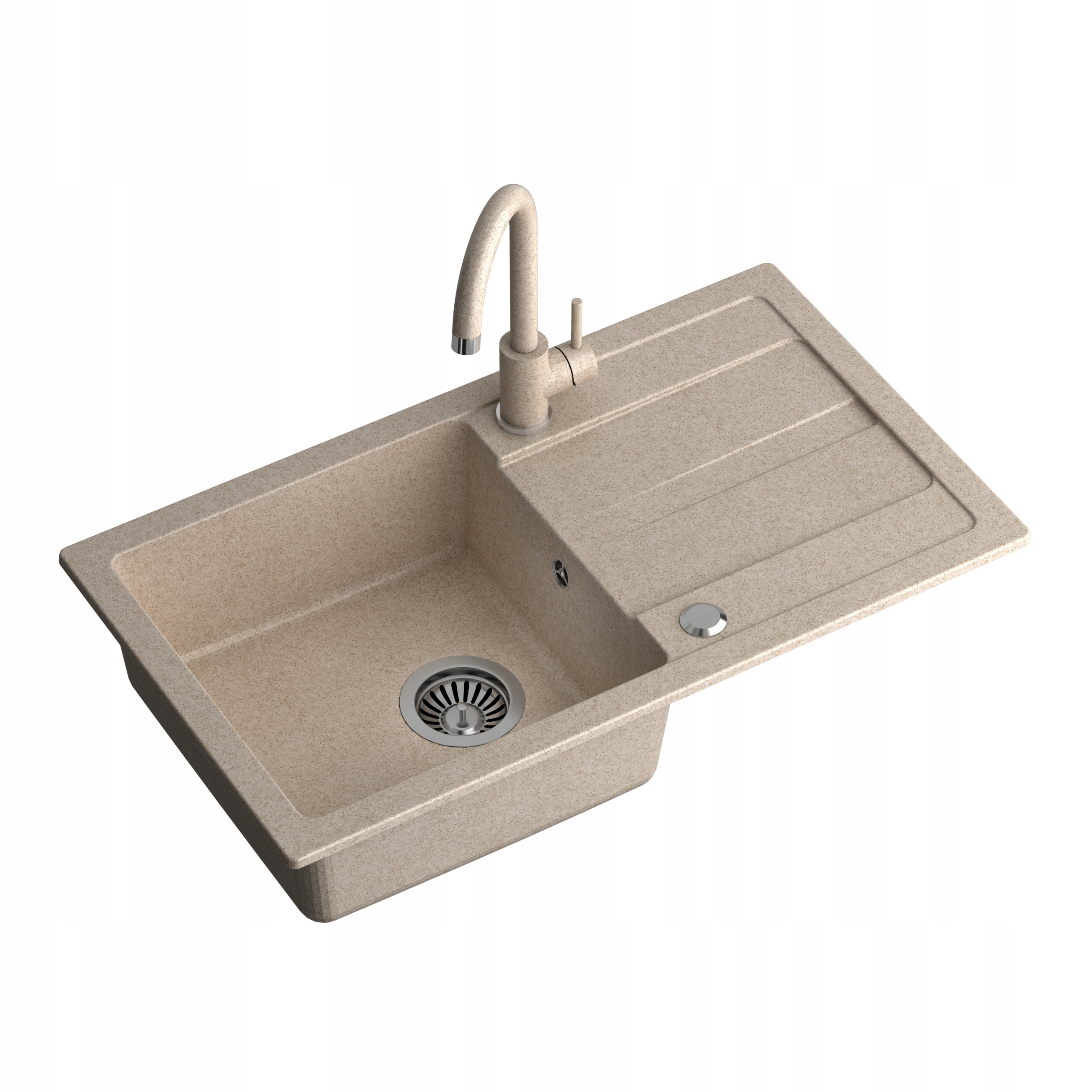 Quadron Go-Max Granit Jednokomorový drez 77x44 cm Sada Béžová