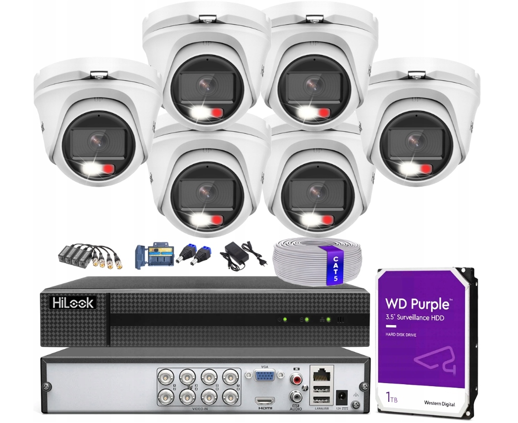 Monitorovací sada HiLook 5MPx 6 venkovních kamer HiLook TVICAM-T5M-20DL