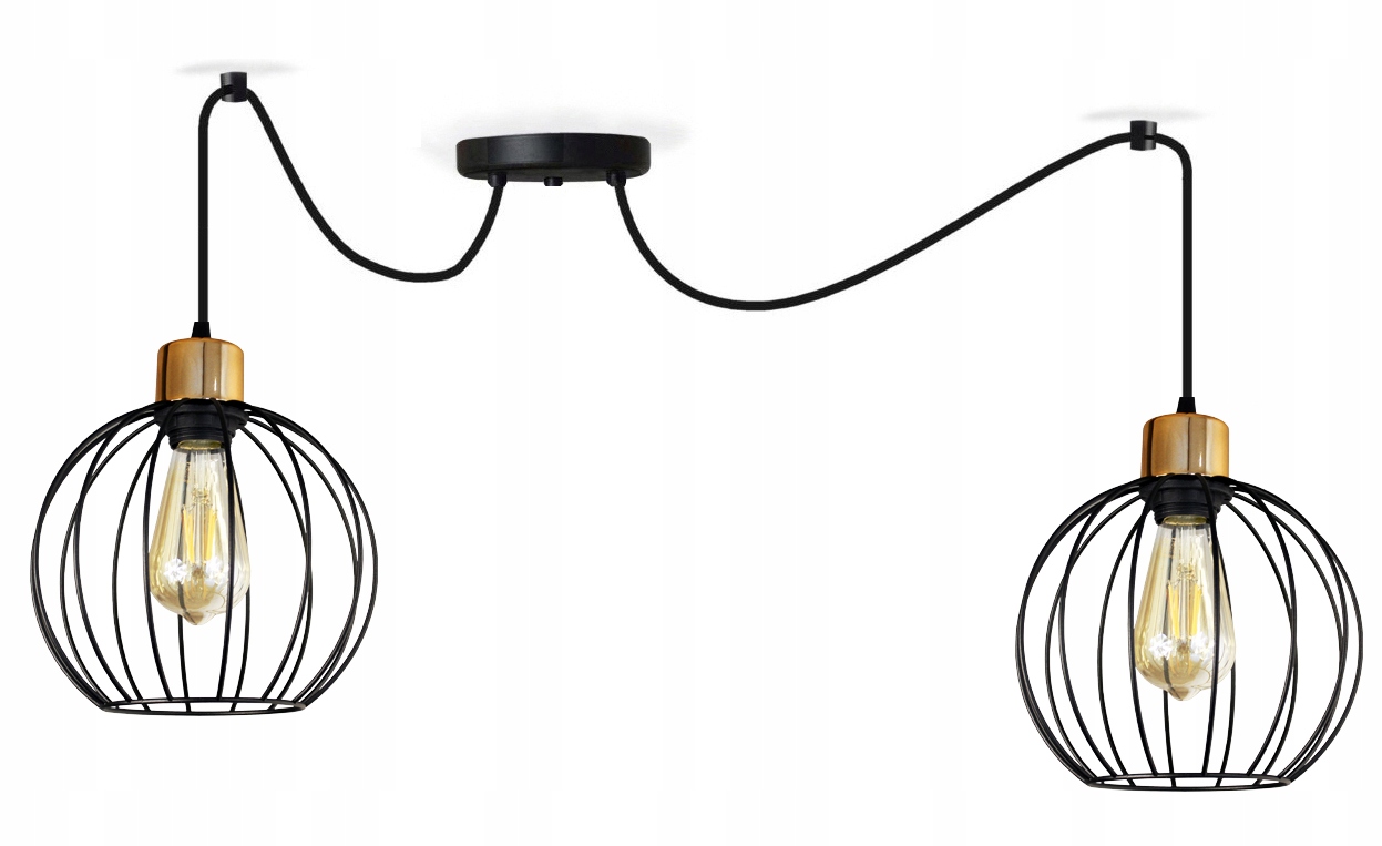 Závěsná Lampa Lustr Pavouk Koule 4 Černá Měď