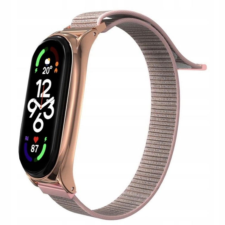 

Pasek Opaska Nylon do Xiaomi Mi Band 7, Rose Gold