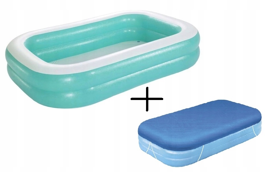 Basen dmuchany rodzinny prostokąt Duży 262x175x51 pompowany Zestaw pokrywa