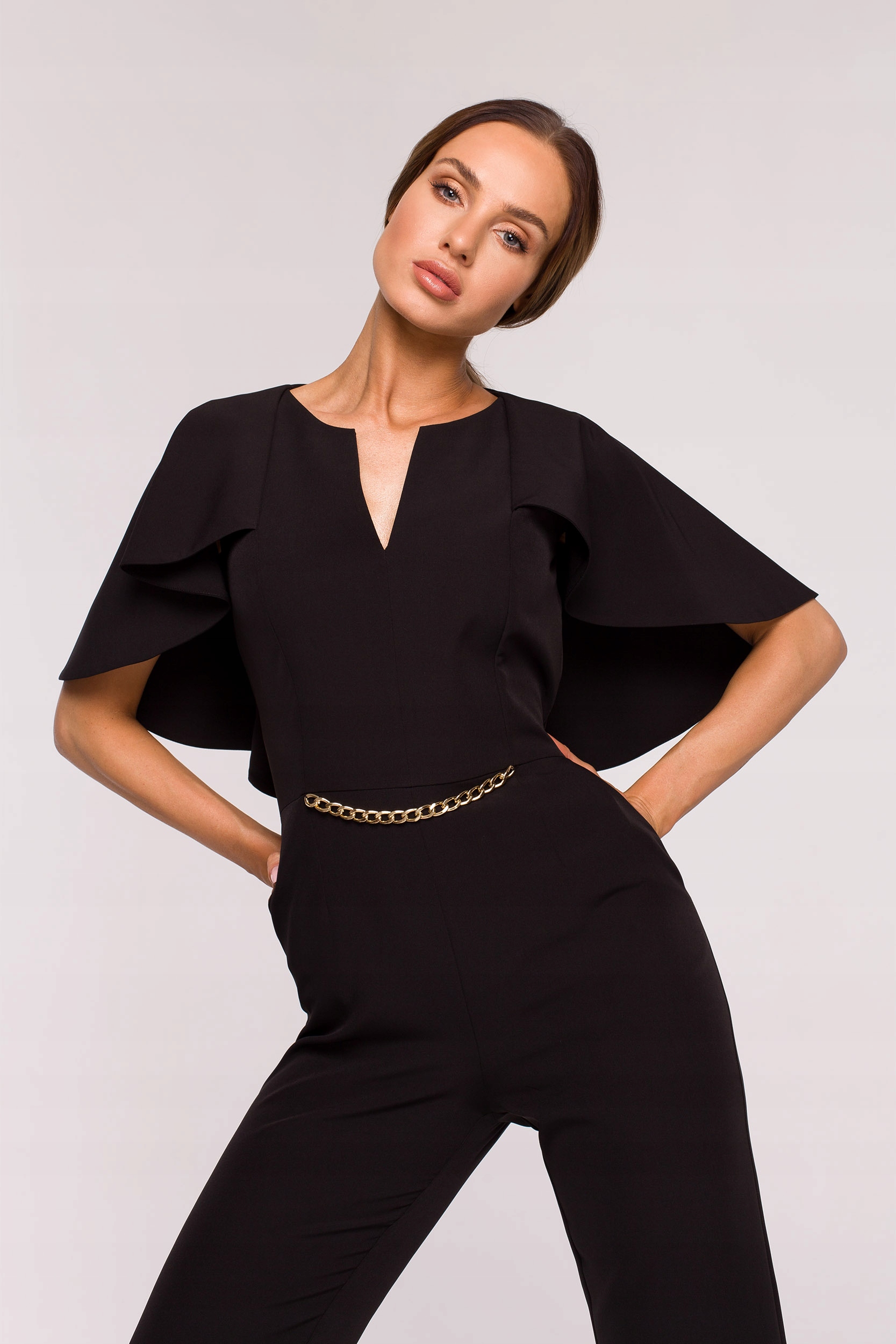 KOBIECY ELEGANCKI DAMSKI KOMBINEZON GŁADKI WYSZCZUPLAJĄCY CZARNY 36 S Rodzaj elegancki