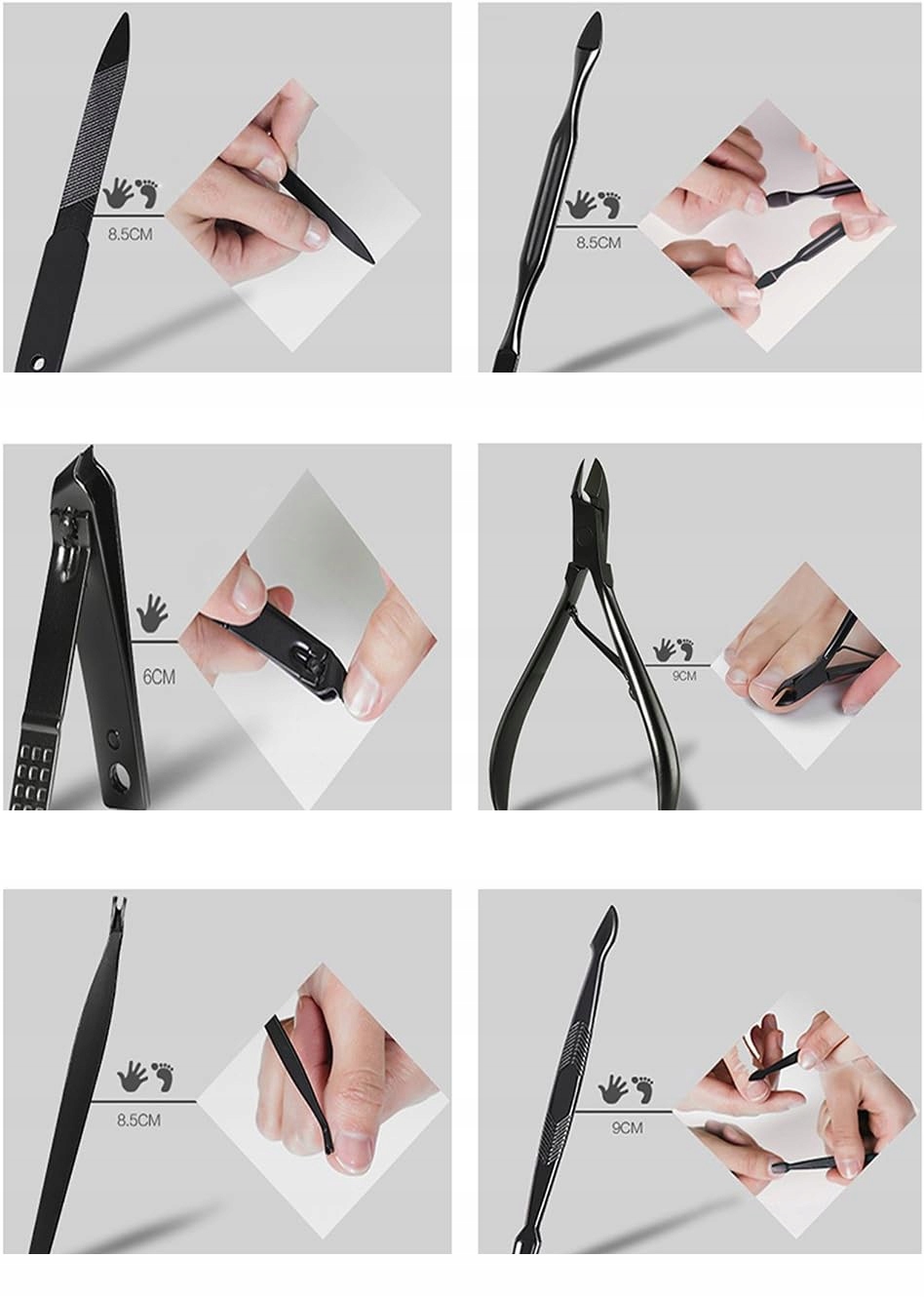 PROFESJONALNY ZESTAW DO MANICURE PEDICURE 15 SZTUK NARZĘDZI DO PAZNOKCI Stan opakowania oryginalne