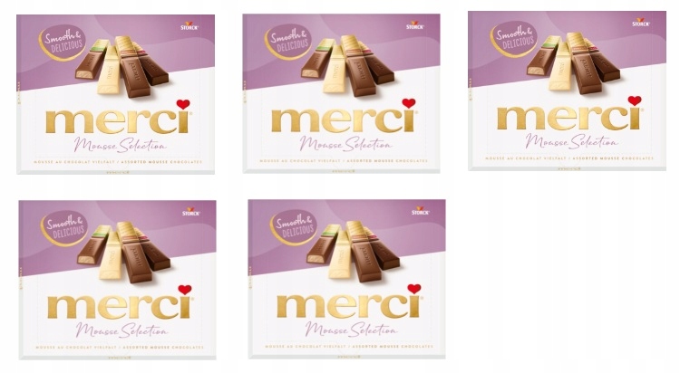 Levně 5 x 210 g Merci čokolády s čokoládovou pěnou Půlka Kartonu
