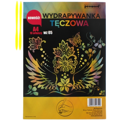 wydrapywanka tęczowa  A4 a'10 multicolor + 2 rylce |  WZ-05 — 3