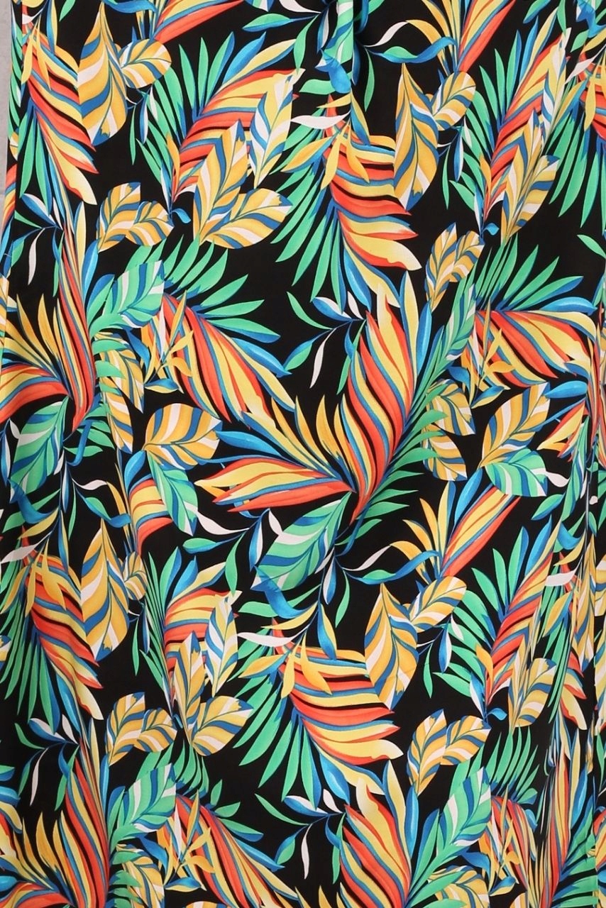 LUŹNA DŁUGA SUKIENKA LETNIA DUŻE ROZMIARY OVERSIZE PLAŻOWA WZORZYSTA LIŚCIE Długość do połowy łydki