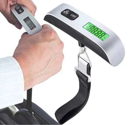 Waga Bagażowa Lotnicza Podróżna Hakowa Wędkarska Kieszonkowa LCD 50KG