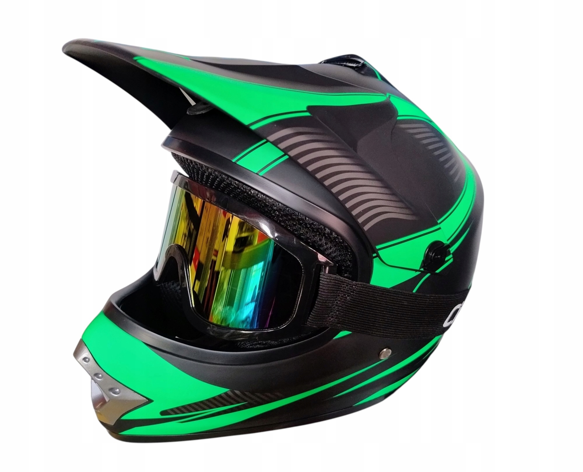 Kask dziecięcy Cross+Gogle Enduro Quad Atv Bmx Cross Hulajnoga Xs 51-52 cm