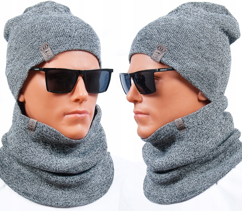 KOMPLET MĘSKI ZIMOWY CZAPKA + KOMIN SPORTOWY LOGO