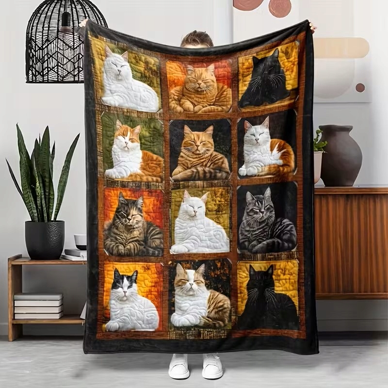 Deka deka pléd přehoz barevné kočky koláž boho art 150x200 cm jako dárek