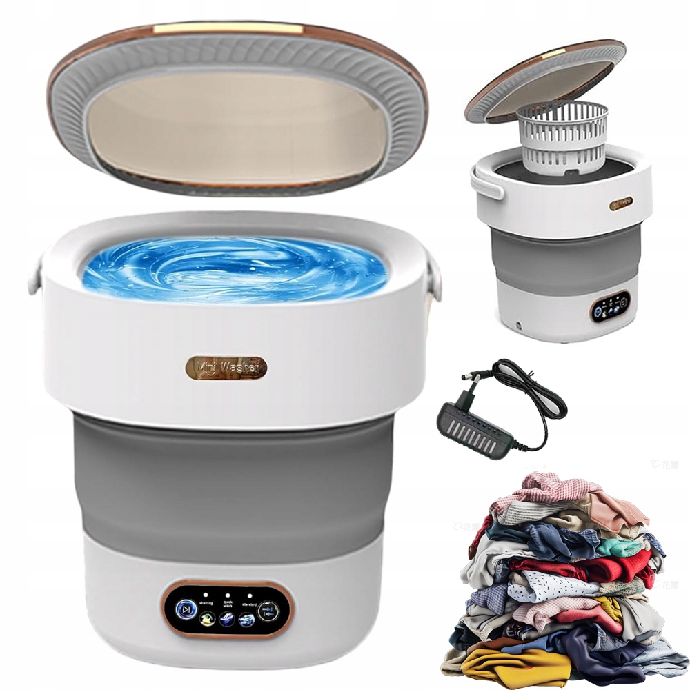Mini Pralka Turystyczna Składana Przenośna Automatyczna Wirnikowa 12 Litrów