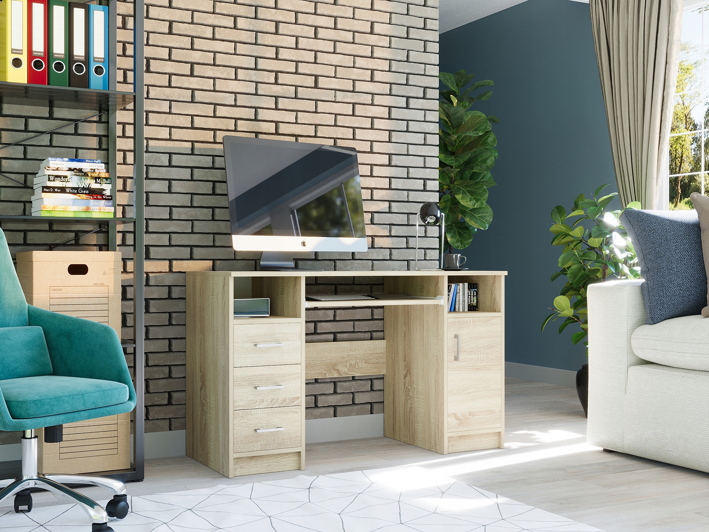 Biurko komputerowe stolik 124cm sonoma duże N11