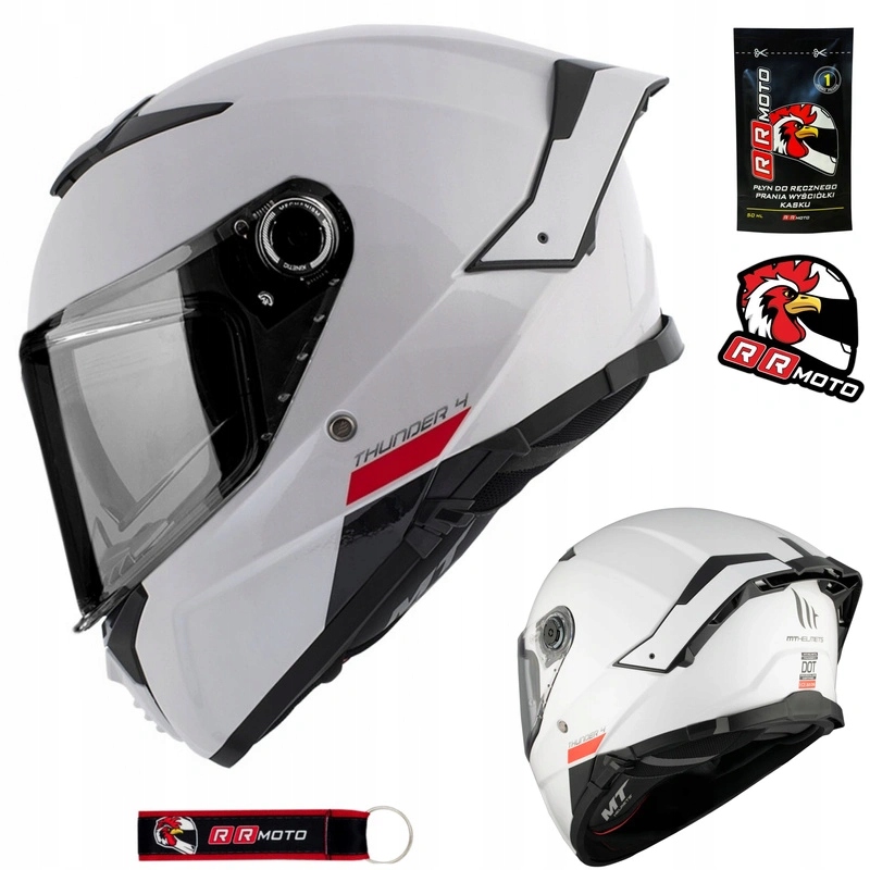 Motocyklová prilba s Blendou Mt Thunder 4 Sv Solid Gloss White biela