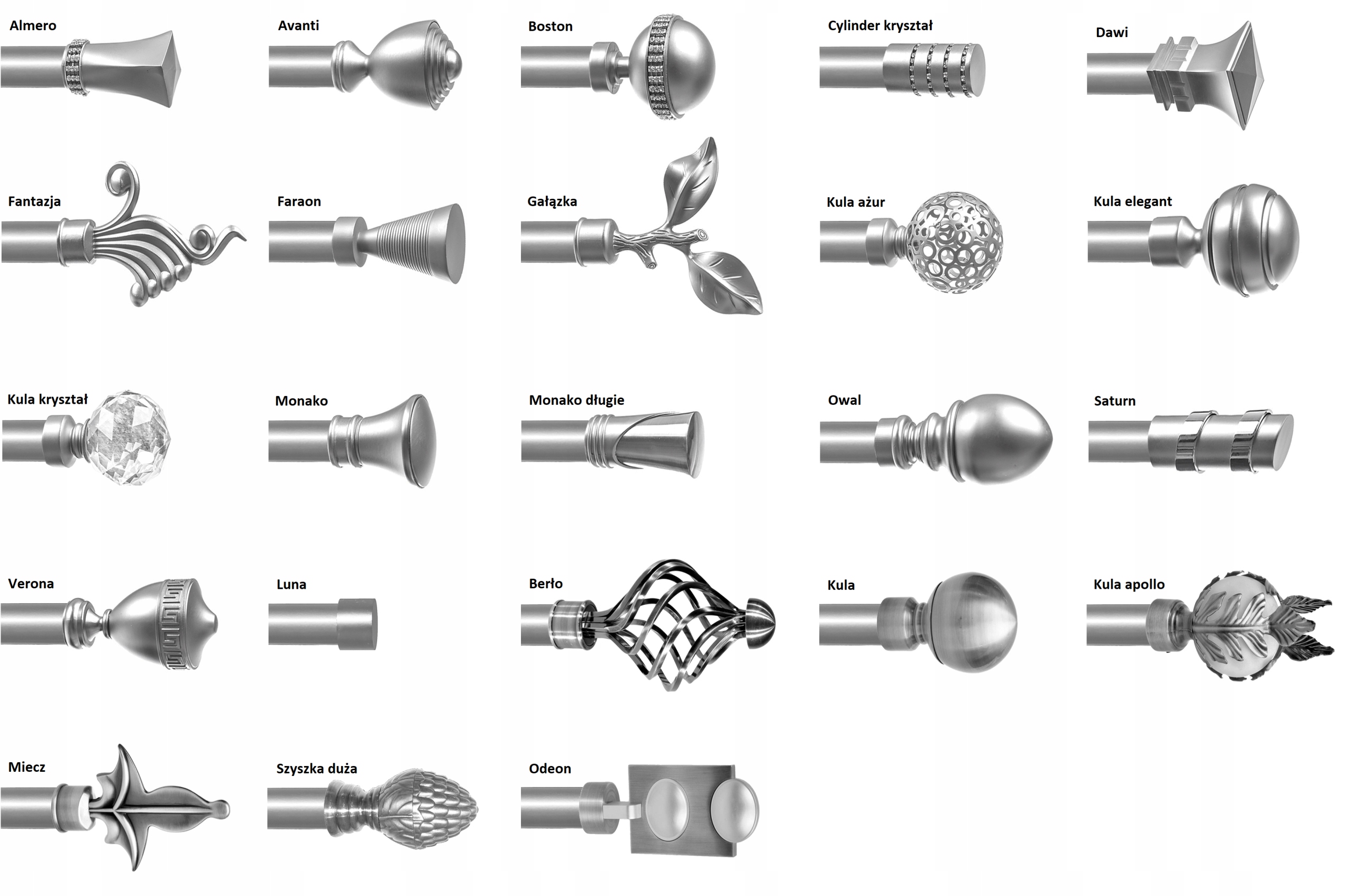 Zakończenia do karnisza metalowego 25 mm końcówki Rodzaj końcówka