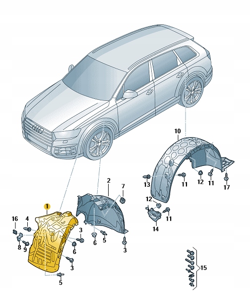 *NADKOLE PRZEDNIE PRZEDNIA CZĘŚĆ LEWE AUDI Q7 ASO Producent części Audi OE
