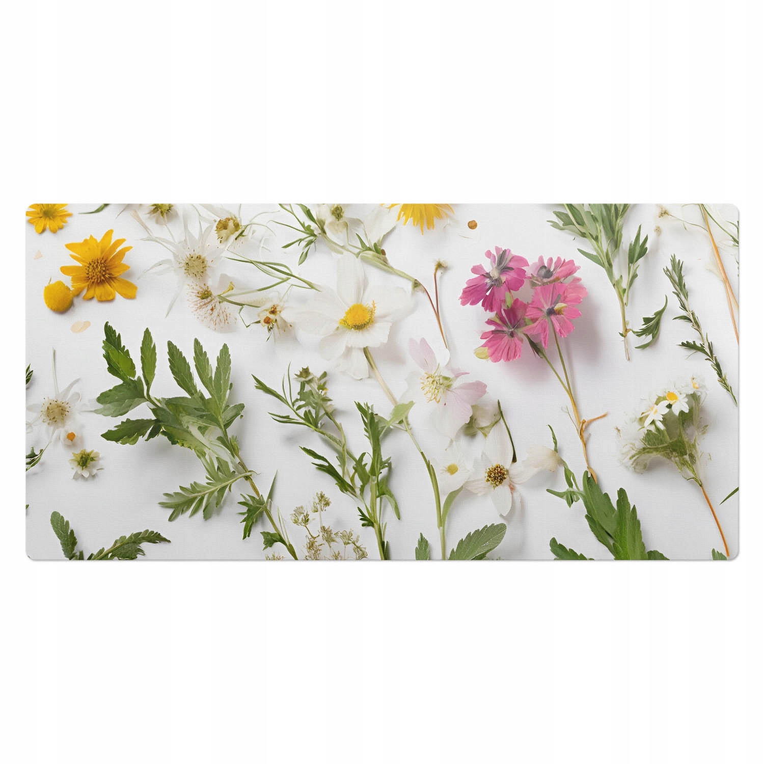 Podložka na psací stůl s potiskem Rostlinné vzory s květinovým akcentem 100 x 50 cm