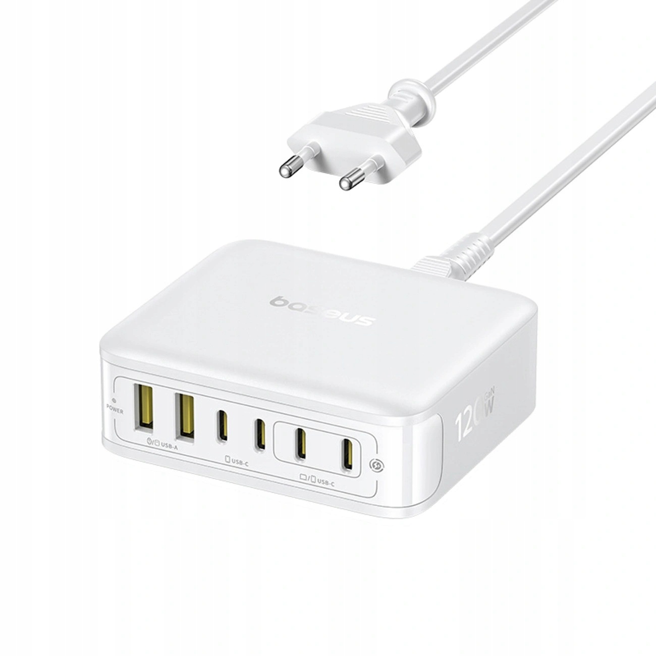 Stacja ładująca Baseus EnerFill FH21 120W 4xUSB-C/2xUSB-A biała