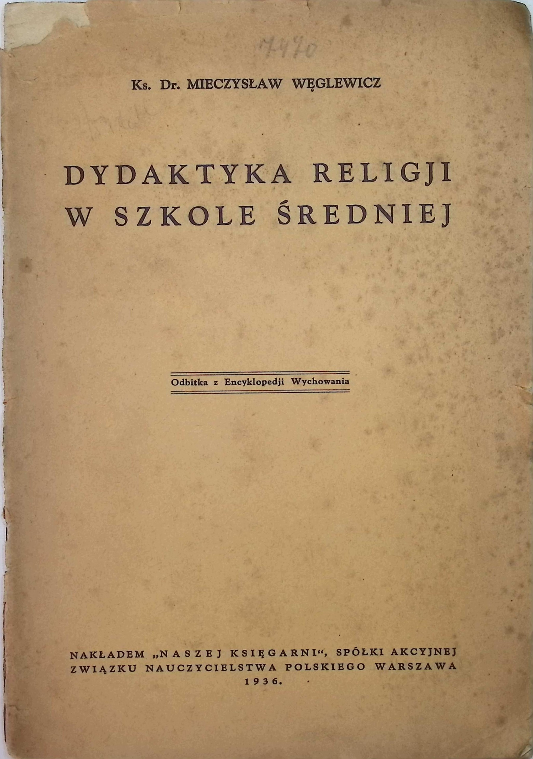 Dydaktyka religji w szkole średniej (1936 r.) - Węglewicz