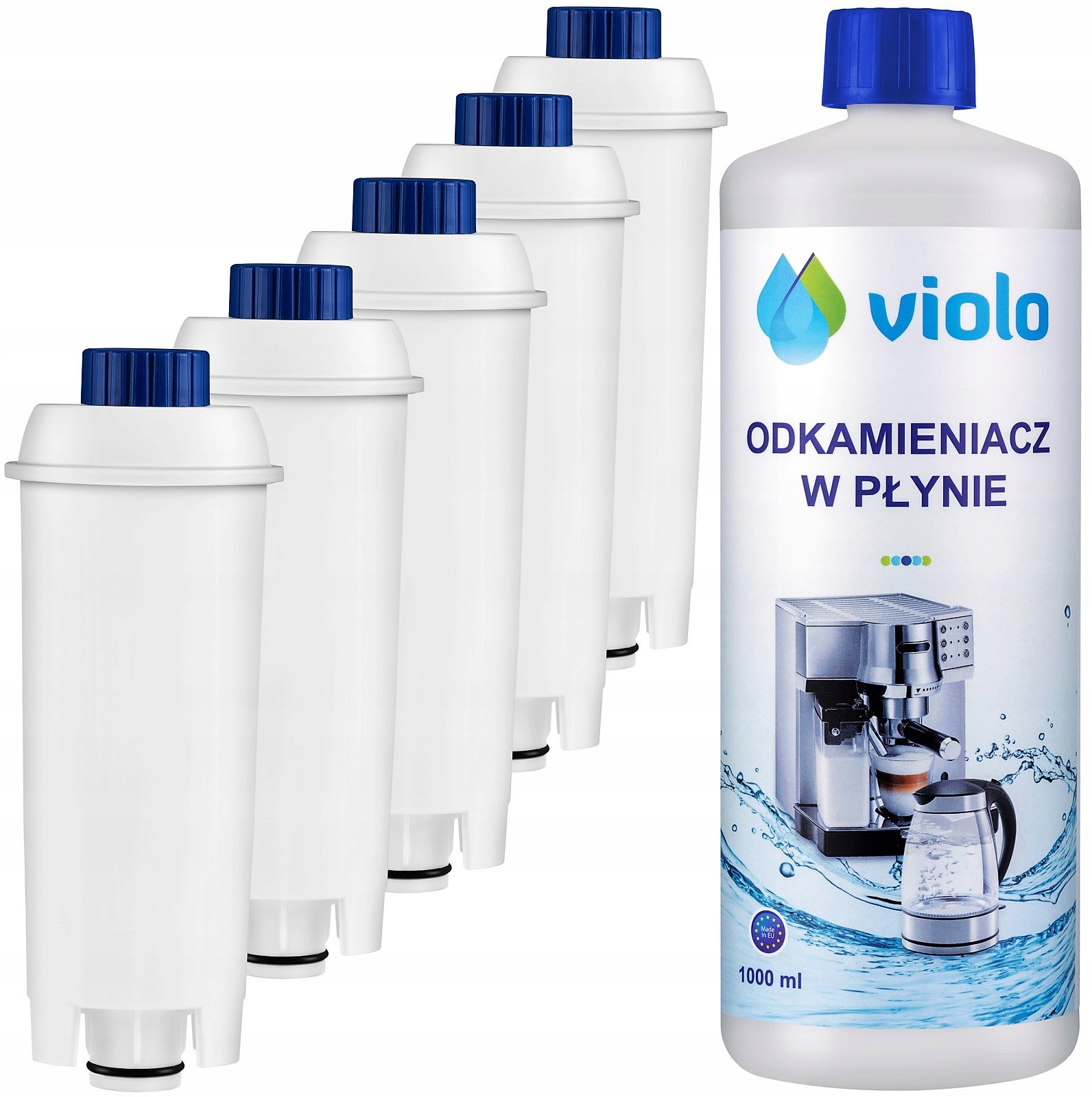 

2x 500 ml Odkamieniacz Expres do DeLonghi 5x Filtr