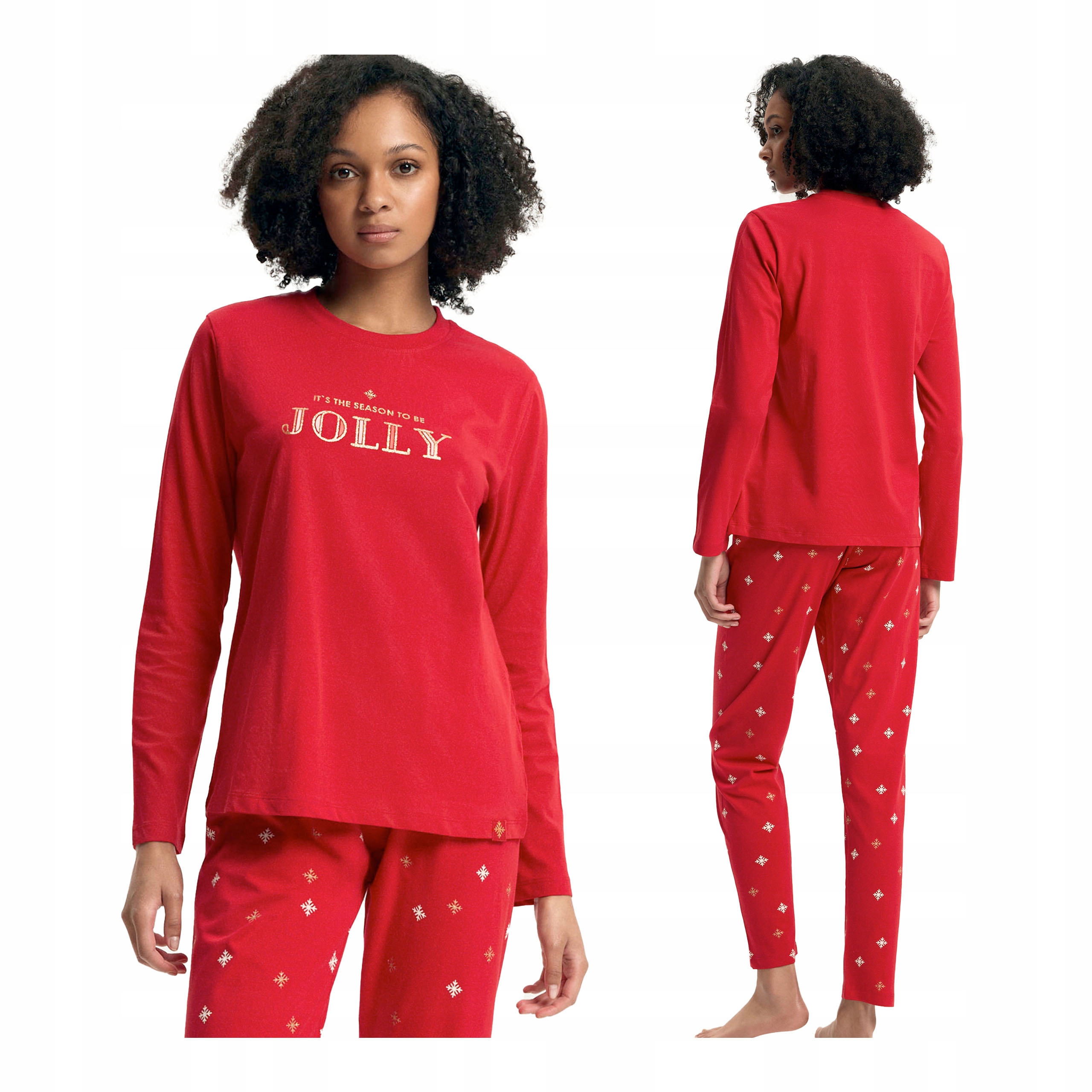 Dámské dvoudílné vánoční bavlněné pyžamo Henderson červené, velikost M